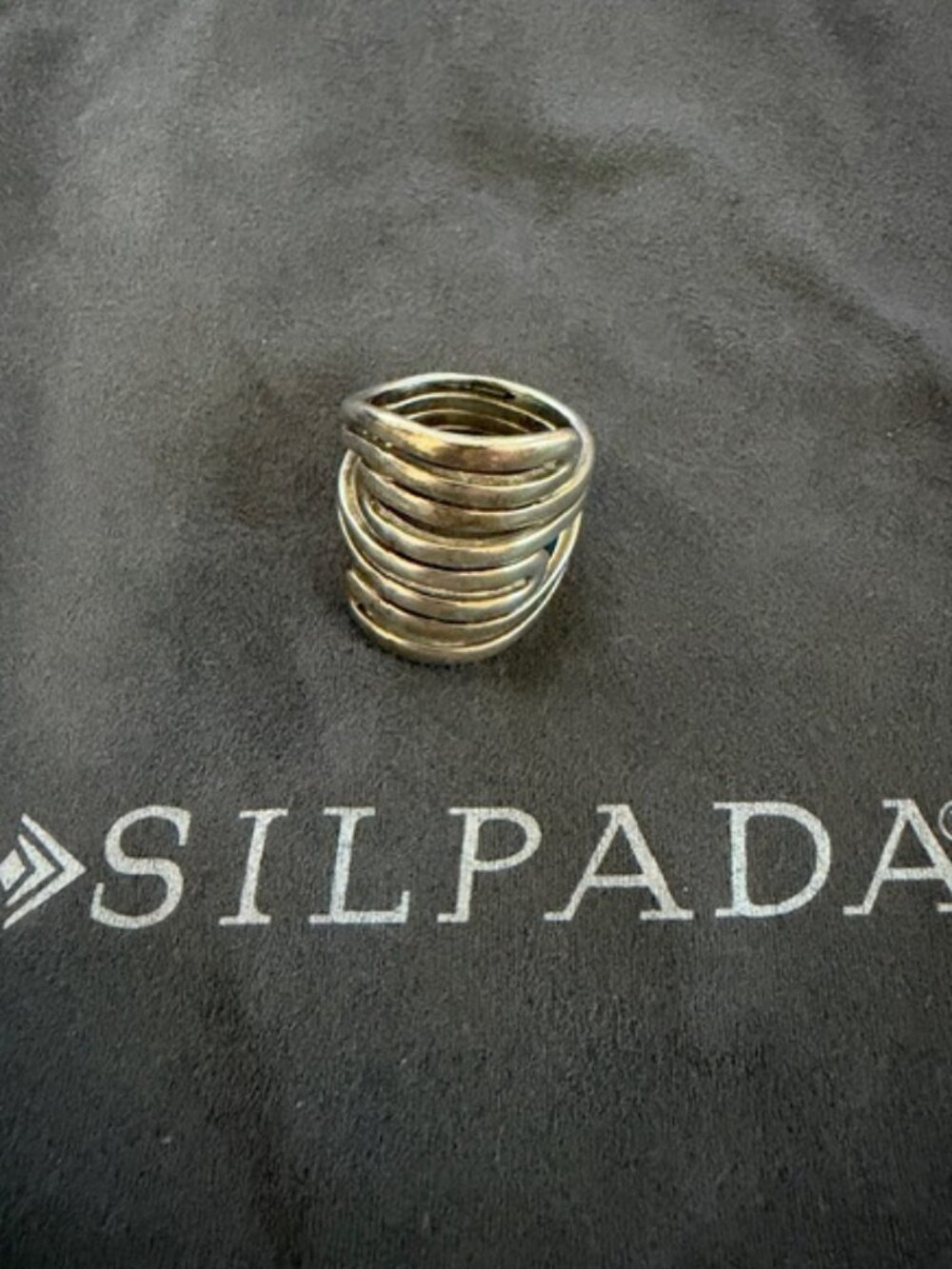 Silpada Retired "Corkscrew" Maze Multi-Band Knuckle Wrap Ring Sterling Silver Sz